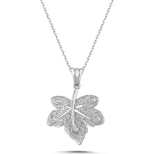 La Mia Felicita 925 Ayar Gümüş Taşlı Çınar Yaprak Kolye