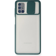 Mey İthalat Mey Ithalat®  Samsung Galaxy M51 Kılıf Palm Buzlu Kamera Sürgülü Silikon - Yeşil