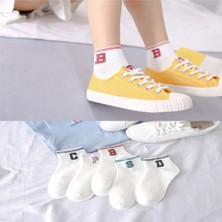 Ozzy Socks 5 Çift Çizgili Ve Harfli Kolej Kadın Çorap Seti