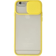Mey İthalat Mey Ithalat®  iPhone 6 Plus Kılıf Palm Buzlu Kamera Sürgülü Silikon - Sarı