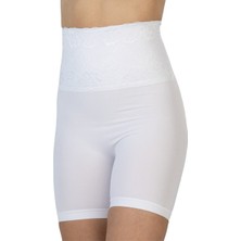 Emay İç Giyim Emay Önü Dantelli Yüksek Bel Boxer Korse 2091 Beyaz