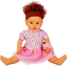 1060011 Lila Sesli Saçlı Et Bebek 60 cm