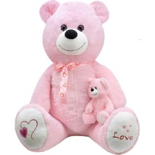 1085P Yavrulu Peluş Ayı Pembe 95 cm
