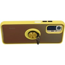 Mey İthalat Mey Ithalat®  Xiaomi Redmi Note 10 Kılıf Montreal Yüzüklü Silikon Kapak - Sarı