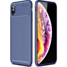 Mey İthalat Mey Ithalat®  iPhone Xs Max Kılıf Auto Focus Karbon Kapak - Lacivert