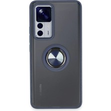Mey İthalat Mey Ithalat®  Xiaomi Mi 12T Pro Kılıf Montreal Yüzüklü Silikon Kapak - Lacivert