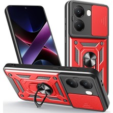 Mey İthalat Mey Ithalat®  Xiaomi Poco X7 Pro Kılıf Pars Lens Yüzüklü Silikon - Kırmızı