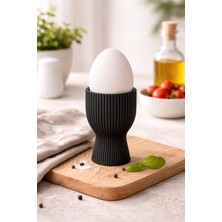 Ceatly Modern Çizgili Siyah Yumurtalık – Minimal Tasarımlı Dekoratif Yumurta Standı
