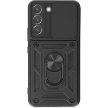 Mey İthalat Mey Ithalat®  Samsung Galaxy S23 Fe Kılıf Pars Lens Yüzüklü Silikon - Siyah