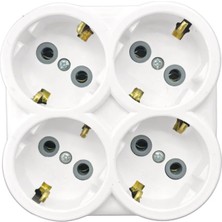 4'lü Topraklı Papatya Golyat Fiş Priz De-Pa