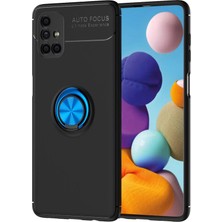 Mey İthalat Mey Ithalat®  Samsung Galaxy M51 Kılıf Range Yüzüklü Silikon - Siyah-Mavi