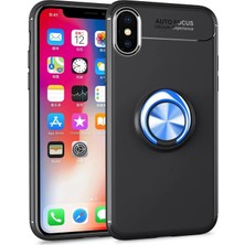 Mey İthalat Mey Ithalat®  iPhone Xs Max Kılıf Range Yüzüklü Silikon - Siyah-Mavi