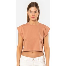 Türen Kadin Vatka Görünümlü Crop T-Shirt