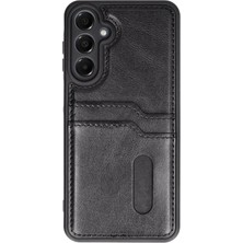 Mey İthalat Mey Ithalat®  Samsung Galaxy A15 4g Kılıf Sara Kartvizitli Deri Kılıf - Siyah