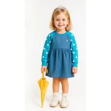 Ürünya Kız Çocuk Puantiyeli Uzun Kollu Günlük Elbise
