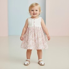 Ürünya Kız Bebek Çocuk Çiçek Desenli Sıfır Kollu Elbise