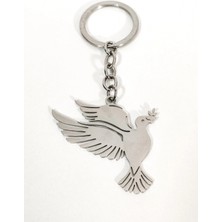 Moncuk Design Lazer Kesim Barış Güvercini Anahtarlık Gümüş Renk – Umut ve Özgürlük Taşıyan Şık Çanta & Anahtar Aksesuarı