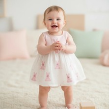 Ürünya Kız Bebek Çocuk Sıfır Kollu Askılı Nakışlı Yazlık Elbise