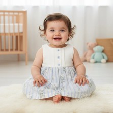 Ürünya Kız Bebek Çocuk Çiçek Desenli Sıfır Kollu Elbise