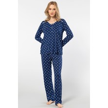 Türen Çiçek Desenli Uzun Kollu Patli Pijama Takimi