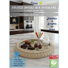 Eltanin %100 Doğal El Yapımı Çok Amaçlı Dekoratif Şık Rattan Tepsi (38 Cm, 1. Sınıf, Dekoratif)