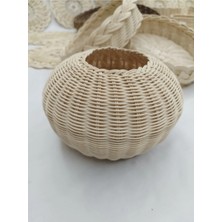 Eltanin %100 Doğal El Yapımı Çok Amaçlı Dekoratif Şık Rattan Vazo (22X22 Cm, 1. Sınıf, Dekoratif)