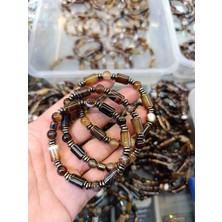Mga Doğaltaş Akik & Hematit Doğal Taş Bileklik 10MM | Silindir ve Yuvarlak Akik Tasarım | Esnek Misinalı | Sertifikalı Gerçek Taş | Kutulu Unisex Bileklik
