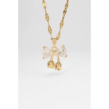 Stella Fortis Kristal Kesimli Zirkon Taşlı Fiyonk Kolye - Lale Detaylı | Altın & Gümüş Renk