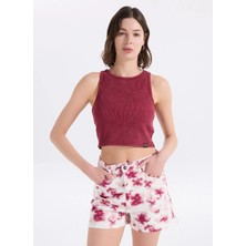 Jeep Bisiklet Yaka Düz Vişne Kadın Atlet C4SL-TST4044