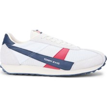 Tommy Hilfiger Beyaz - Lacivert Erkek Sneaker Retro Runner Archıve Open Mesh