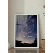 Pura Morena Kişiye Özel Yıldız Haritası Cam Tablo Galaksi Orman Duygu Dolu Özel Gün Hediye Gökyüzü Haritası