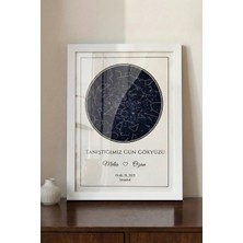 Pura Morena Kişiye Özel Yıldız Haritası Cam Tablo Minimalist Lacivert Romantik Hediye Gökyüzü Haritası
