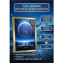 Pura Morena Kişiye Özel Yıldız Haritası Cam Tablo Galaksi Mavi Parlak Duygusal Hediye Gökyüzü Haritası