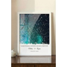 Pura Morena Kişiye Özel Yıldız Haritası Cam Tablo Sevgililer Günü Hediyesi 14 Şubat Minimalist Tasarım Romantik