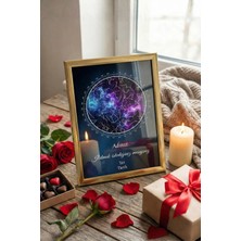 Pura Morena Kişiye Özel Yıldız Haritası Cam Tablo Galaksi Nebula Kişiselleştirilebilir Hediye Gökyüzü Haritası