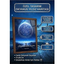 Pura Morena Kişiye Özel Yıldız Haritası Cam Tablo Galaksi Mavi Parlak Duygusal Hediye Gökyüzü Haritası