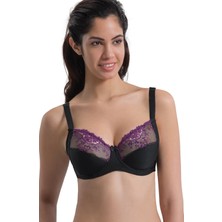 Mor Siyah Mı Emay 136 B Balenli Toparlayıcı Dantelli Sütyen