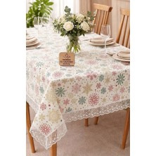 Rona Home Modern Klasik Kenarı Dantelli Zarif Masa Örtüsü Leke Tutmaz Dertsiz Kumaş Yüksek Kaliteli Sofra