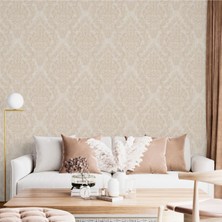 Adawall Zengin Damask Desen Duvar Kağıdı | Rococo 1405-3/15, Krem, Bej 1.06X15.6M - 16.5m²