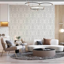Adawall Eternal Glory Design Wallpaper - Damask Desen | Rococo 1312-1/15, Gri, Krem, 1.06X15.6M - 16.5m²
