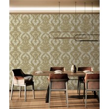 Adawall Ancient Petal Design Wallpaper Zengin Damask Desen | Rococo 1303-1/15, Altın, 1.06X15.6M - 16.5m²