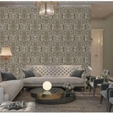 Adawall Eternal Glory Design Wallpaper - Damask Desen | Rococo 1312-5/15 Krem Kahverengi 1.06X15.6M - 16.5m²