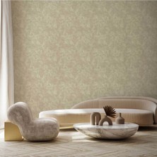 Adawall Heritage Silk Design Wallpaper - Klasik Düz Desen | Rococo 1304-3/15 Altın Rengi 1.06X15.6M - 16.5m²