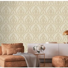Adawall Timeless Bloom Design Wallpaper - Damask Desen | Rococo 1401-4/15, Krem, Bej, 1.06X15.6M - 16.5m²