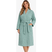 Mira Home Kimono Yaka Unisex Pamuklu Tek Kişilik Bornoz  Yeşil