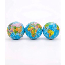 NK SPOR 3 Adet Dünya Desenli Büyük Stres Topu - Anksiyete Giderici ve El Güçlendirici 7 cm Sık Sık Top-3 Adet Eğitici ve Rahatlatıcı Yumuşak Top