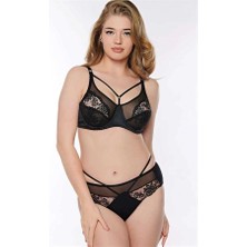 Aria's Closet Arias Closet Balenli Desteksiz Dolgusuz Toparlayıcı Yaka Detaylı Dantelli Küçültücü Sütyen ve Slip Takım