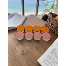 İV BLUE PURPLE 6'lı Turuncu ve Pudra Pembe Citronella ve Lavanta Karışımı Sineksavar Tealight Teneke Mum