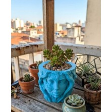 Epilons Minimalist Kadın Yüzü Heykel Tasarımlı 3D Dekoratif Saksı Vazo