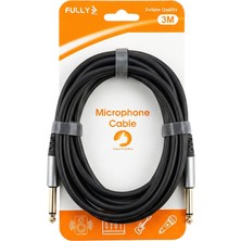 Fully G-527S 3 Metre 6.3mm Mono Jack-Jack Profesyonel Alüminyum Başlıklı Gitar ve Enstrüman Kablosu